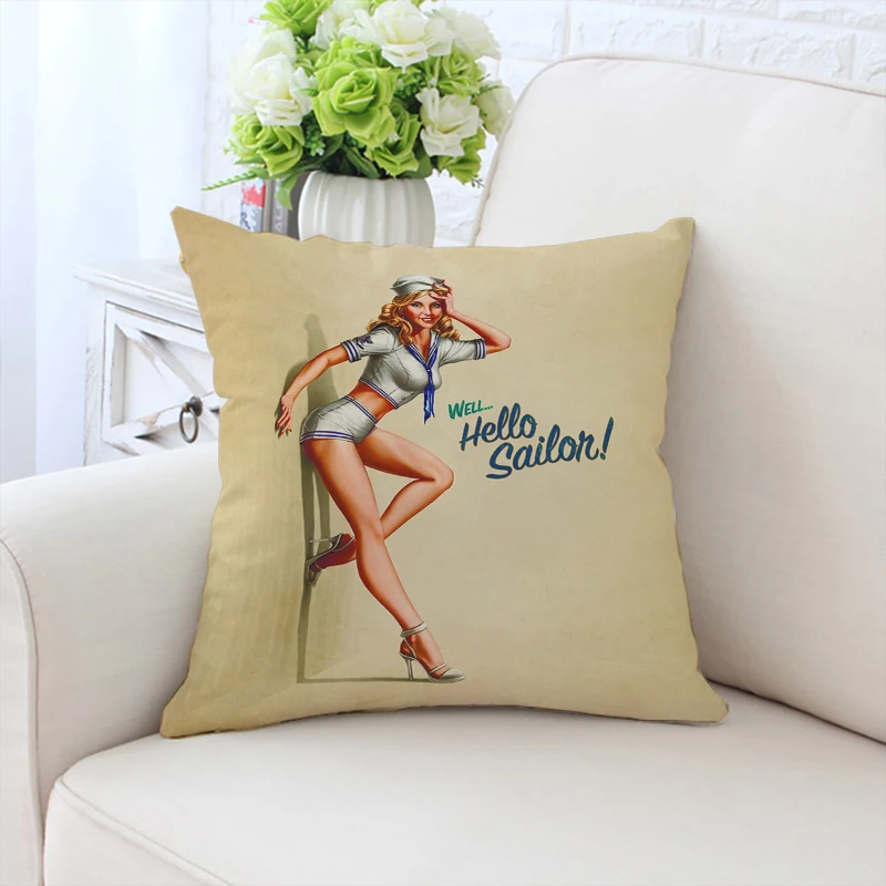 

TV Girl Retro Decorative Pillow Cover for Living Room Cushions Pillowcase 45*45 Home Decor Bed Pillowcases Cushion Cover 50x50