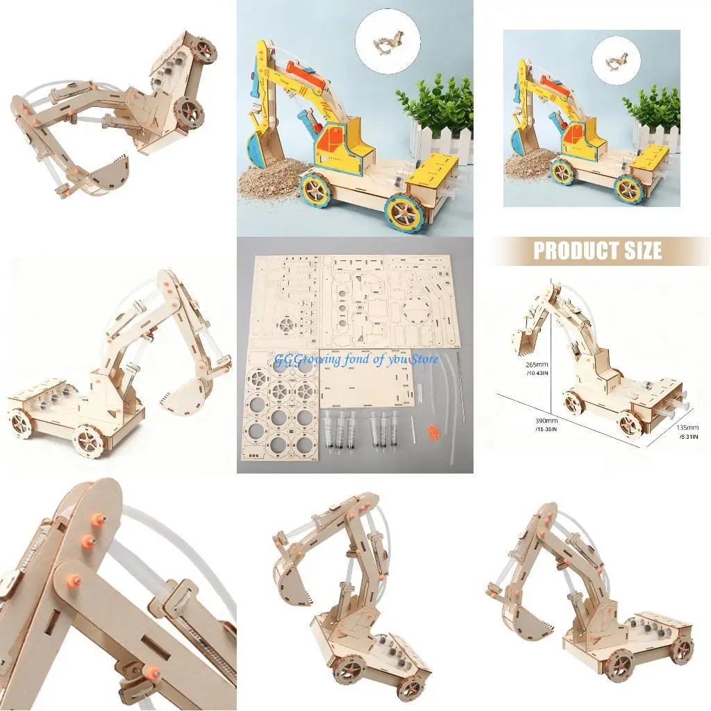 

H9EB Educational Wooden Excavator Construction Set Physics Experiment Teaching Tool for Kids Students School Experiment
