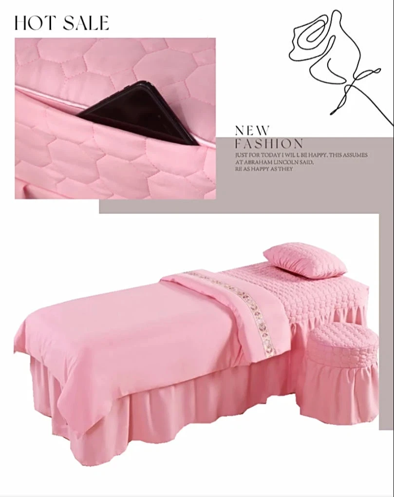 4 قطعة الجلد ودية صالون تجميل طقم سرير غطاء السرير المفرش تدليك سبا تنورة البراز غطاء المخدة غطاء لحاف إدراج