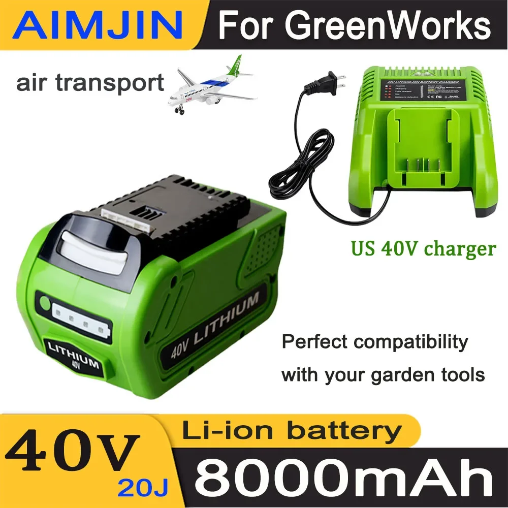 

40V 20J For GreenWorks Power Tool 8000mAh/8.0AH Lithium Battery，Compatibility 29462 29472 29282 G-MAX GMAX Lawn Mower