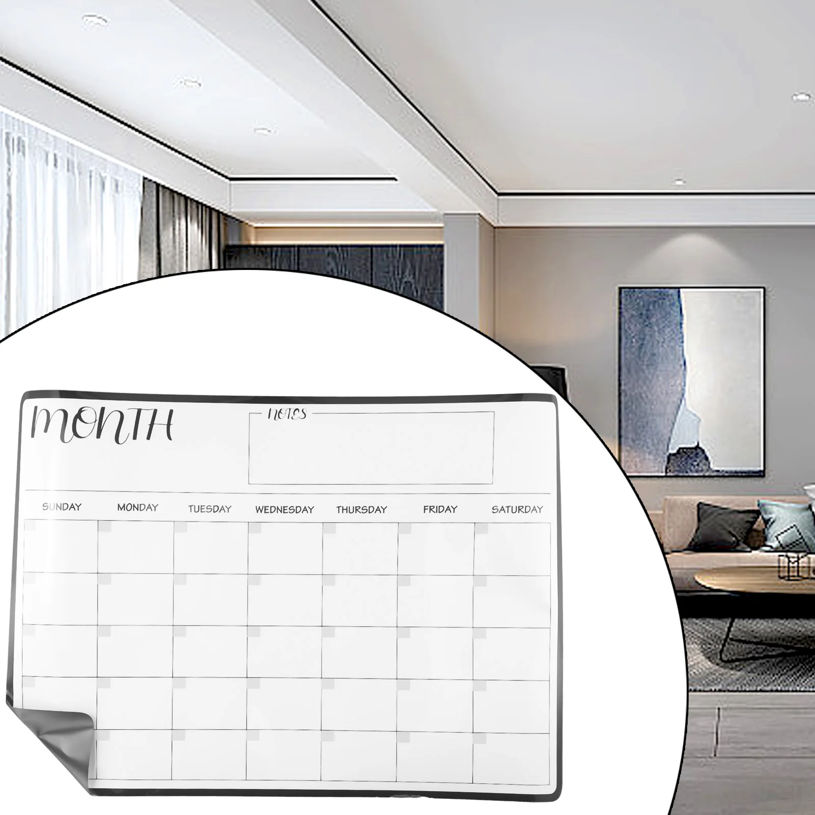 Erasing Enabled Calendar Magnet for A3 Month Planner Refrigerator Message Board Use Dry Erase Markers or Water Wipe