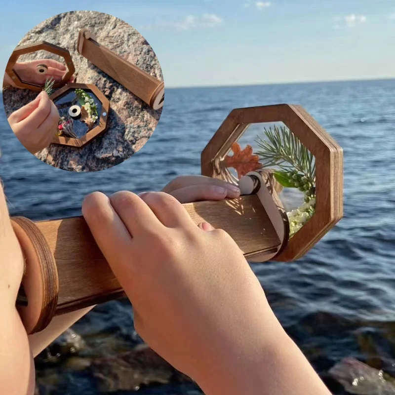 

DIY Wooden Children's Kaleidoscope Magic 3D Rotating Outdoor Nature Enthusiast Toy developmental toys Interest Cultivation Gifts