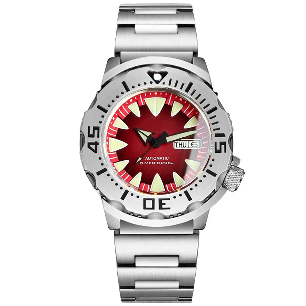 Tandorio Bule Dial Monster Horloge 200M Waterdicht 42mm NH35 Automatisch Horloge Heren 120 Klik Bezel Saffierglas Rubberen Band
