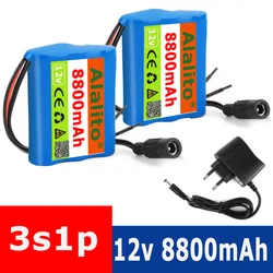 Original 12V 8800mAh 3S1P Batterie Au Lithium 18650 Batterie Au Lithium Pack Protection Conseil Rechargeable + 12.6VCharger