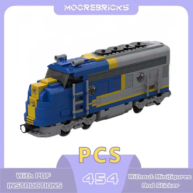 MOC-bloques de construcción de Santa Fe Chief, modelo de tren de locomotora azul, ladrillos, decoración de escritorio, Kit de juguete, regalo de cumpleaños para niños