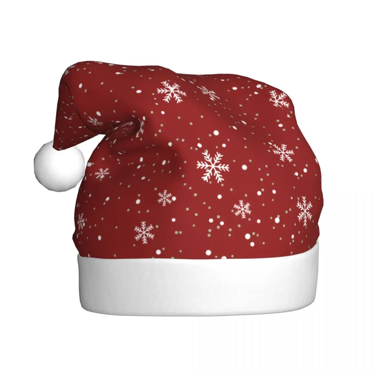 Red Snowflakes Pattern Christmas Hats for Adult Men Women Christmas Santa Hat Cap Xmas Decoration Headdress