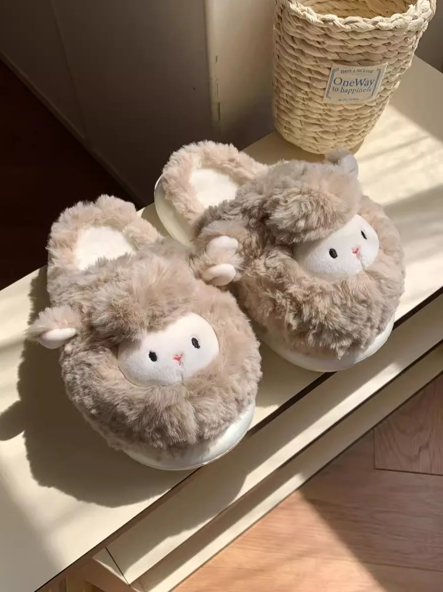 

Cute Sheep SlippersWinter Bedroom Home Comfortable Soft Soled Fur Shoes Ins Soft Cute Lamb Cotton Slippers For Women