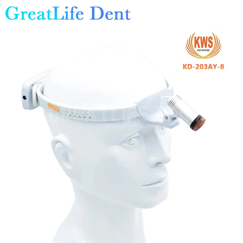 GreatLife Dent KWS KD-203AY-8 Portable Lightweight Headlight Lamp Integrated Filter Headlight Dental Surgical Medical Exam LED3W