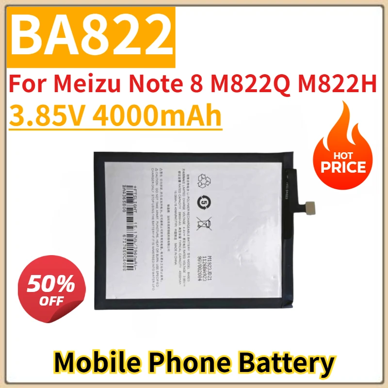 

Replacement Battery 3.85V 4000mAh BA822 For Meizu Note 8 M822Q M822H Mobile Phone Brand New High Quality