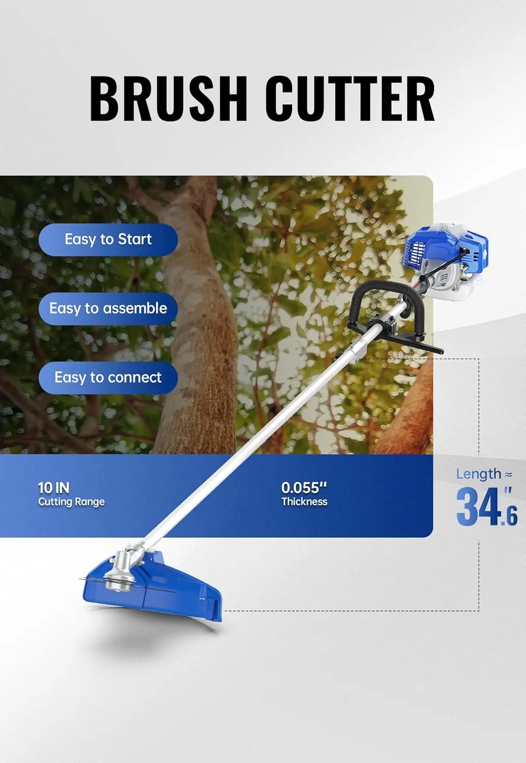 26cc    Gas Powered, String Trimmer/Edger, Pole Saw, Hedge Trimmer and Brush Cutter Blade, 4-in-1 Multi Yard Care Tools