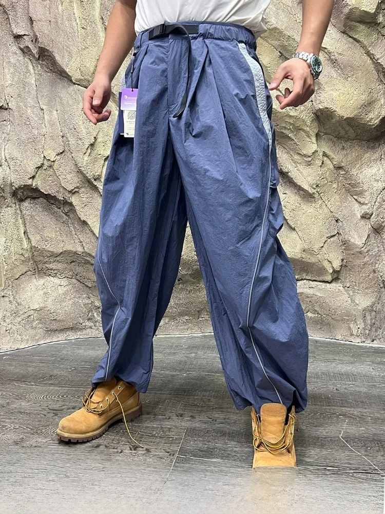 LingXing Quick Pants Outdoor Casual Hiking Breathable Straight Leg Pants Large Pockets Reflective Stripes Summer Color Block