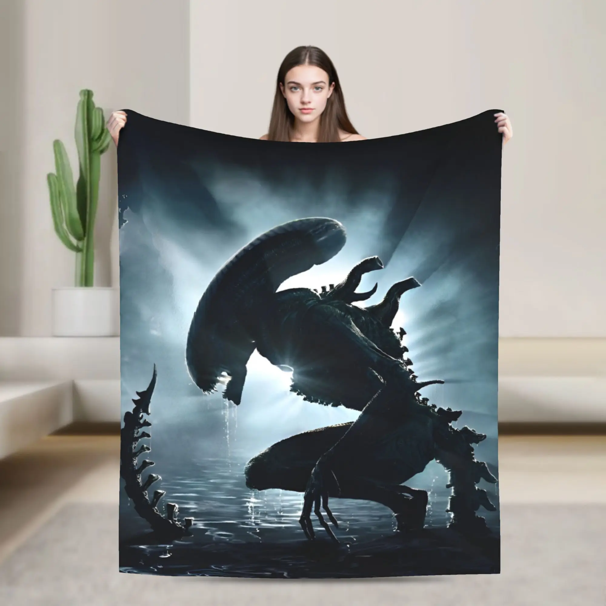 Movie Alien Xenomorph Blanket  Flannel Novelty Soft Throw Blankets for Bedspread Spring/Autumn,