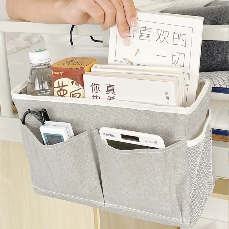 多機能ファブリックハンギング収納バスケット、寮やアパートのベッドサイド棚、ベッドサイドソファバッグ