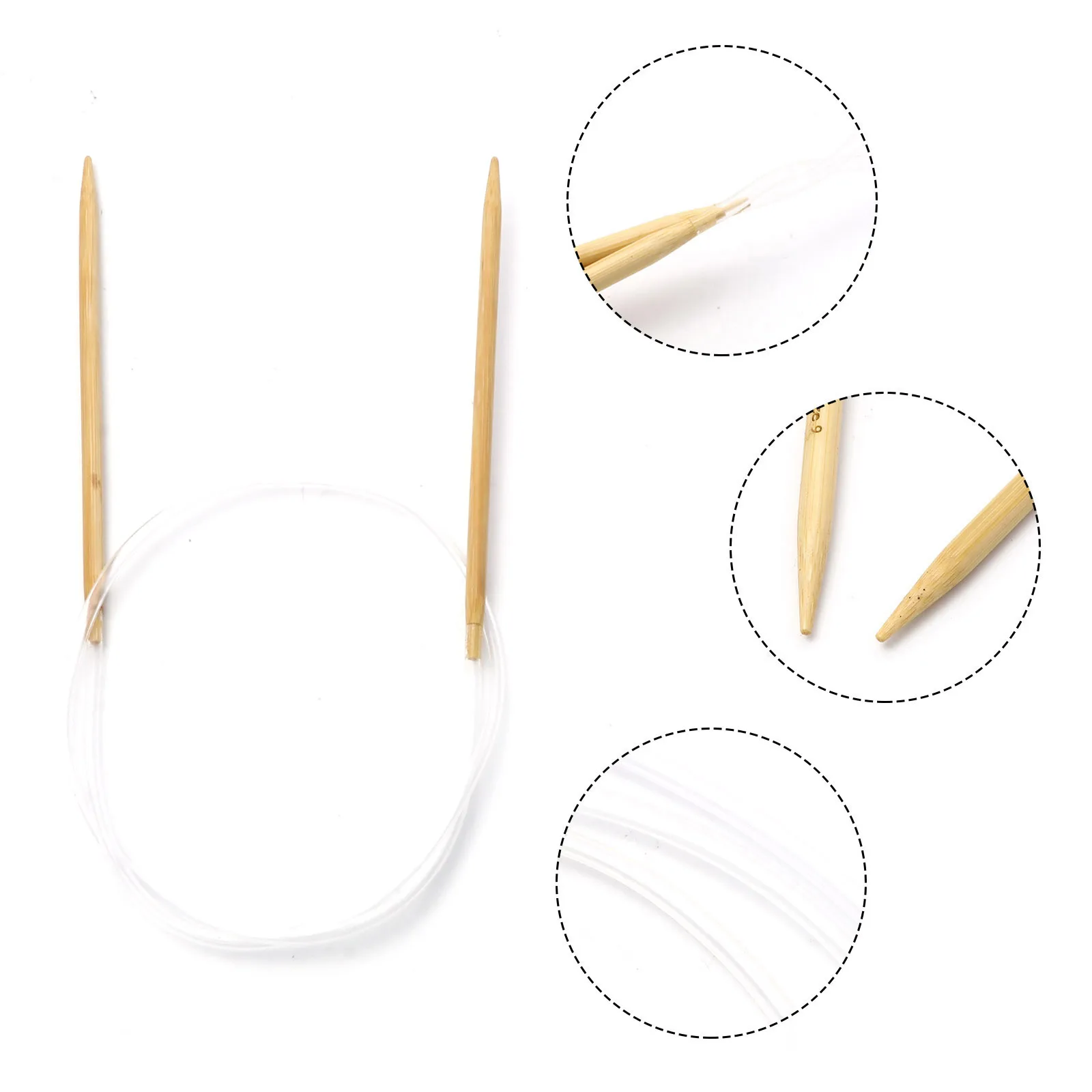 2-10mm Bamboo Beige Plastic Circular Knitting Needles Crochet Needles Pins Needle Craft Tools DIY Sewing Tools 80cm Long,1 Piece