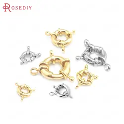 9MM 11MM 13MM 15MM 17MM 18K Gold Color Brass Spring Round Clasps Necklace Connect Clasps Diy Jewelry Making Supplies