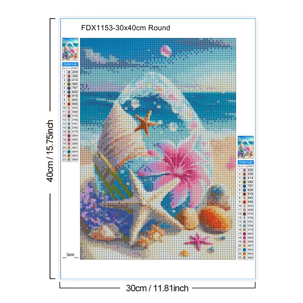 5D Diamond Painting Fantasy Shell Seaside Scenery Diamond Embroidery Mosaic Cross Stitch Kit Girls\' Bedroom Home Decoration Gift