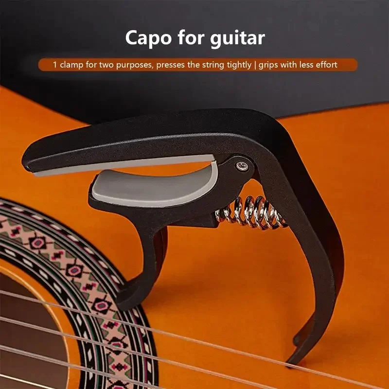 Black Guitar Tuning Clamp Portable Plastic Capo Musical Instrument Accessory for 6-String Guitar