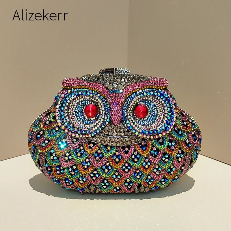 

Alizekerr Owl Diamond Evening Bags Women Gorgeous Boutique Novelty Rhinestone Metal Clutch Purses And Handbags Wedding Party