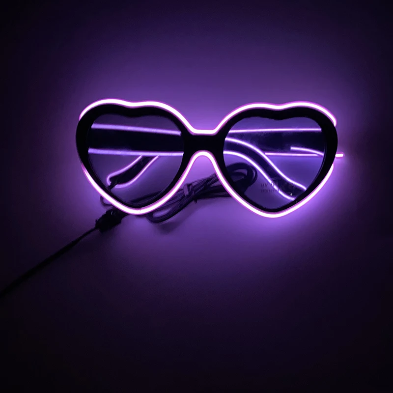 

1pc Neon Light Up Sun Glasses Luminous LED Heart Shaped Glasses Wedding Party Decor Glowing Bridal Shower Glasses Bar Club Props