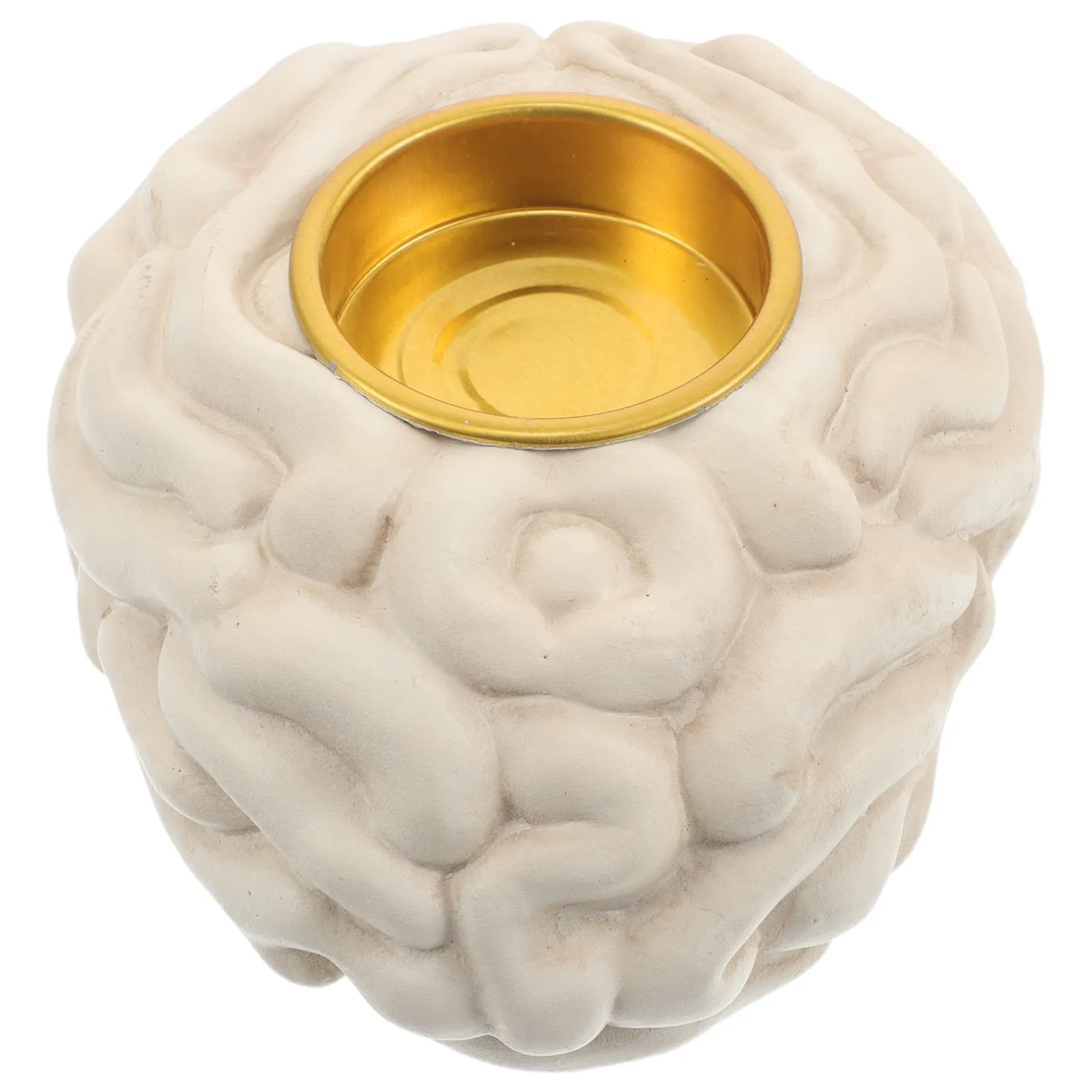 Halloween Brain Prop Realistic Human Brain Resin Holder Vintage Decorative Pillar Candlestick for Haunted Indoor