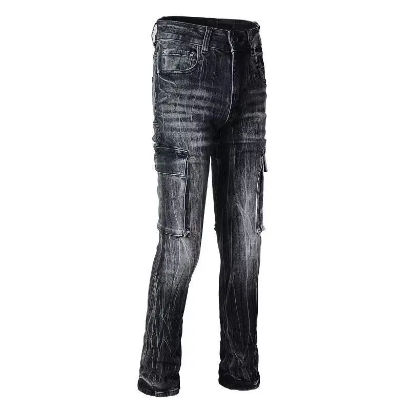 Jeans Denim Melar Pria untuk Pria Celana Klasik Fashion Lurus Kasual Ramping Sederhana Jeans Denim Kargo Celana Panjang Ala Jalanan Harian