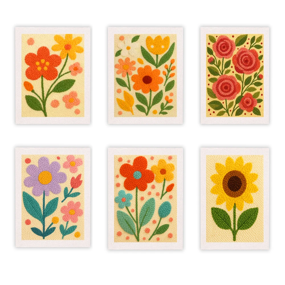 

Flower Punch Needle Embroidery Arts and Crafts Cross Stitch Kits Flower 25x30CM Complete Punch Needle Kit Home Decor Gift Art