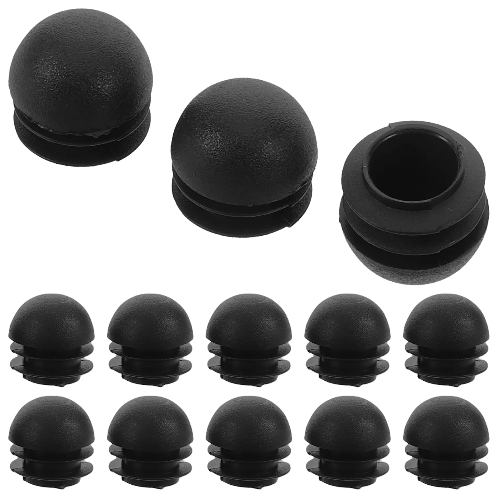 

20 Pcs Semicircular Plastic Black Round Pipe Cap Furniture Assembly PE Material Easy Installation Multipurpose Tube