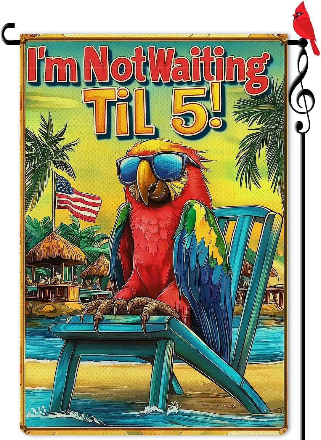 I'm not Waiting Til 5 Garden Flag Funny Parrot Small Flag for Outside Burlap Double Sided Farmland Welcome Yard Lawn Win LLE UUN