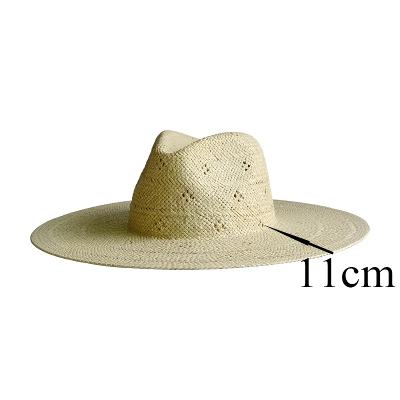 100% Papierstrohhut mit 11cm Breiter Krempe für Damen, Breiter Sonnenhut für den Strand, Urlaubshut für Herren, Kappe, Gorras Hombre