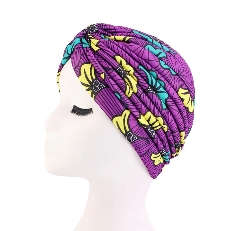 New Women Printed knot turban Indian Muslim Headwraps Chemo Cap Hijab Beanie Bonnet Head Wrap Bandanas Hair Loss Headscarf