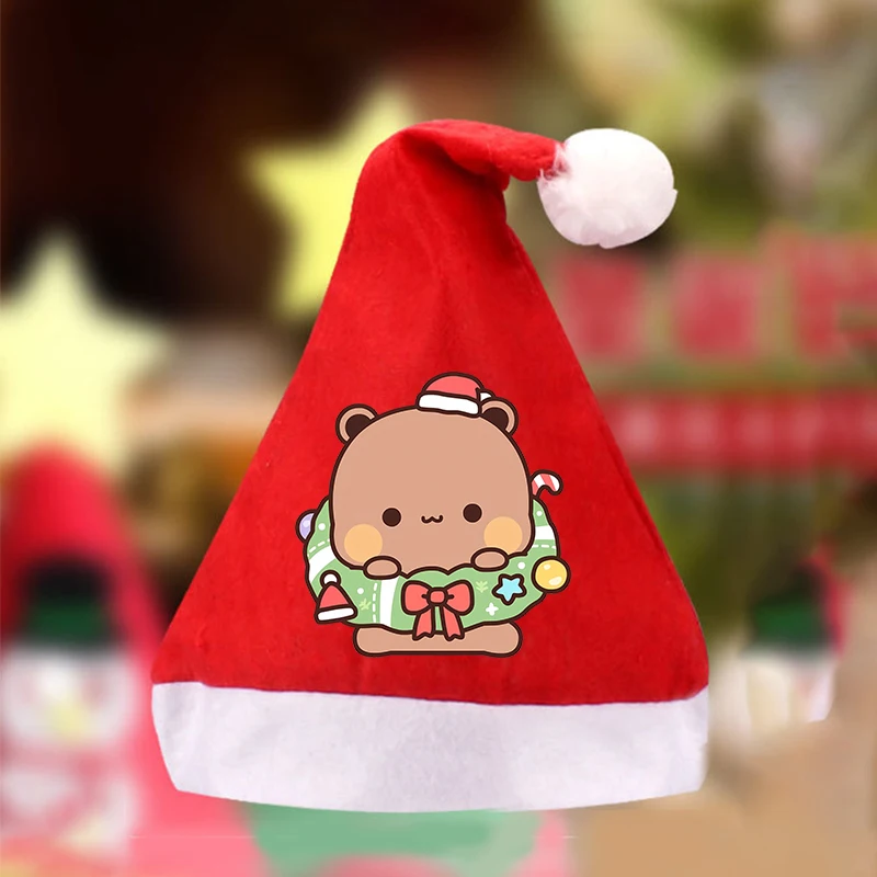 

Bubu Yier Panda Bear Christmas Hat Kid Adult Cute Cartoon Santa Claus Red Hats Children New Year Caps Xmas Party Decoration Gift