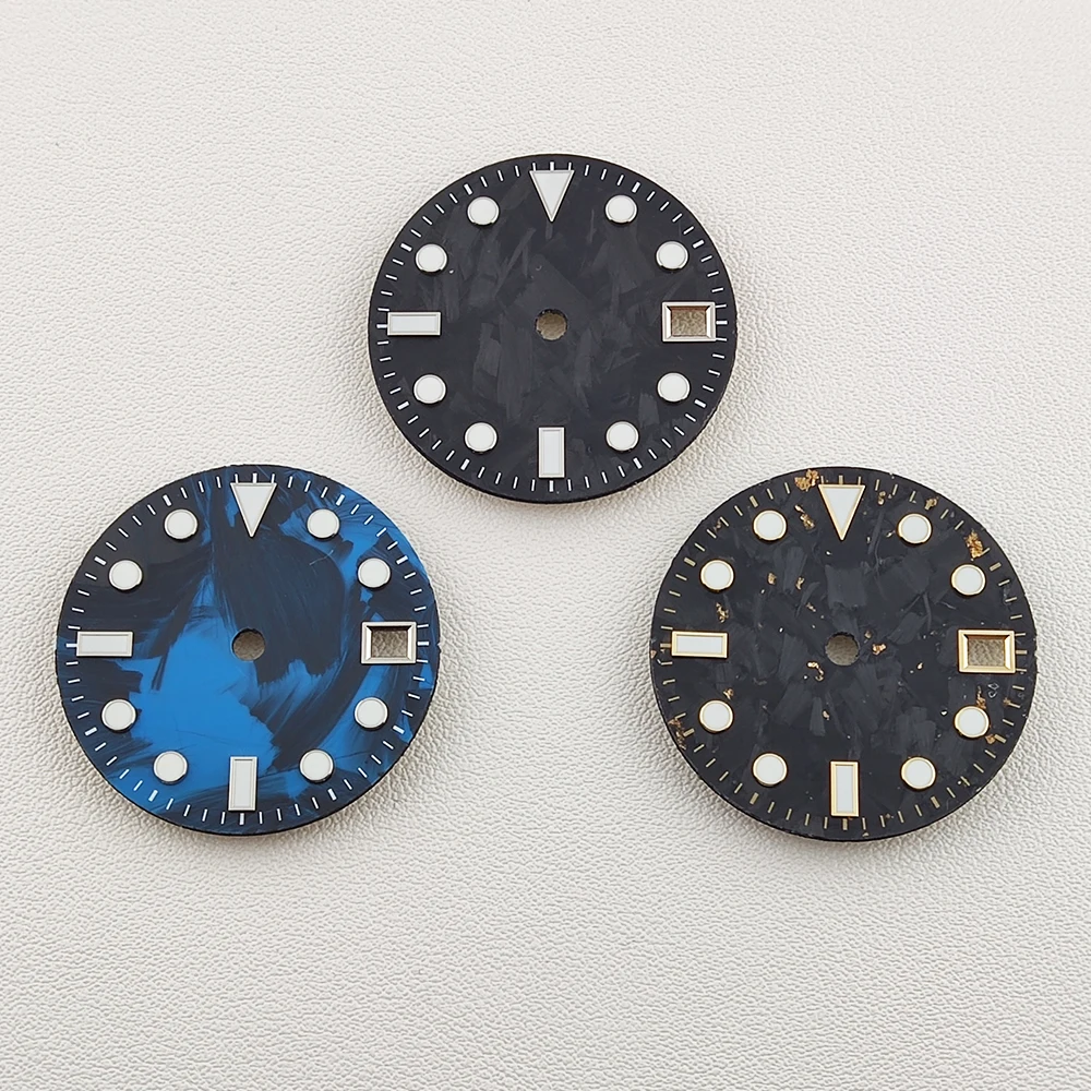 

28.5mm Carbon Fiber Dial nh35 Watch Dial BGW9/No Lume Customizable Logo Face for NH35/NH36/NH38/NH72 Movements Watch Accessories