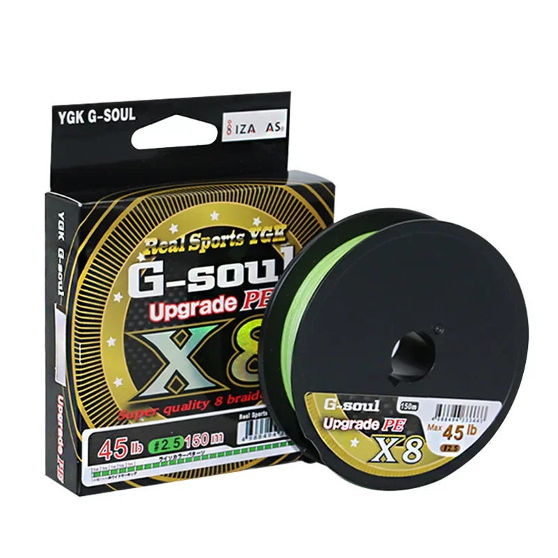 Línea de Pesca Trenzada Original YGK G-SOUL X8 Mejorada, Súper Resistente, 8 Hilos, Multifilamento PE, 150M 200M, Línea de Alta Resistencia para Señuelos