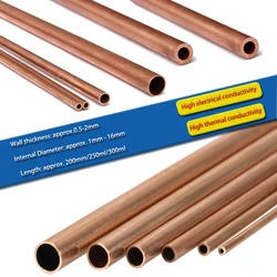 새로운 1-3pcs 빨간색 구리 튜브 OD 2 ~ 18mm ID 1 ~ 16mm 길이 200mm ~ 500mm 구리 원형 금속 파이프 튜브