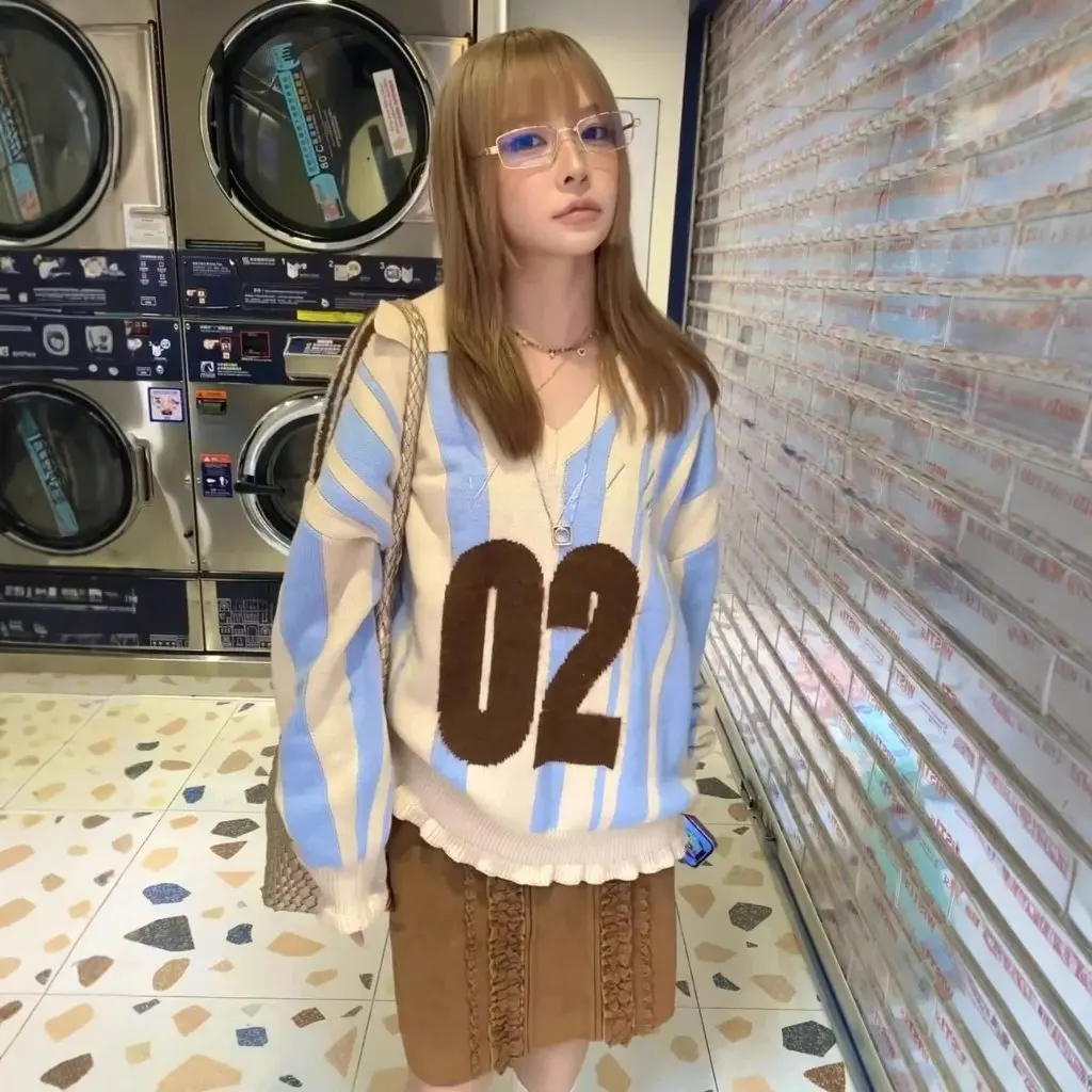 

Корейский стиль, свободный свитер с v-образным вырезом и водолазкой, женский ранний осенний ленивый высококачественный мягкий уютный вязаный топ с цветочным краем