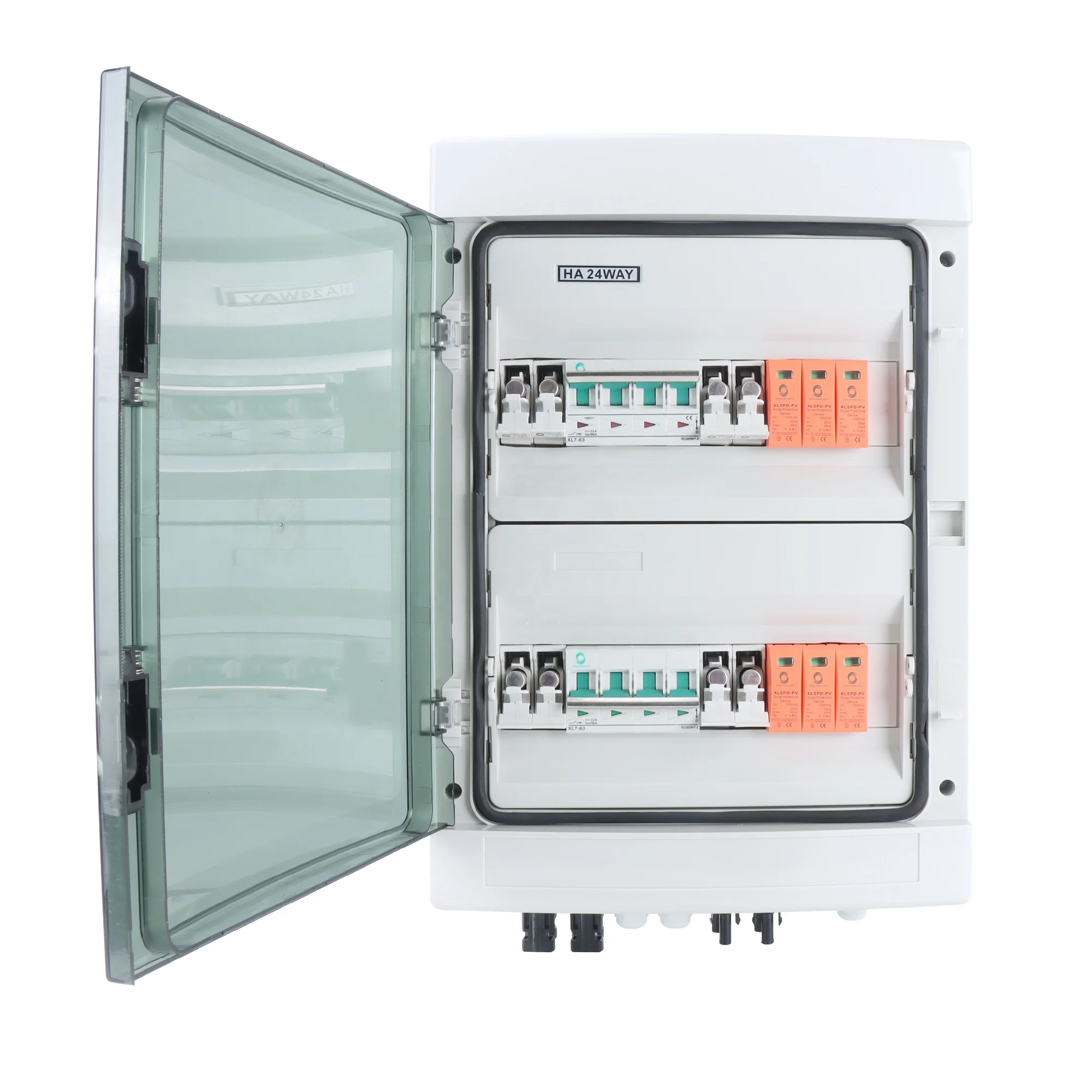 CE WSDB-PV4/2 IP65 4 in 2 OUT 4 Strings 15A 16A 1000V DC Solar PV Array Plastic Combiner Box With Dc Fuse,spd and Mcb