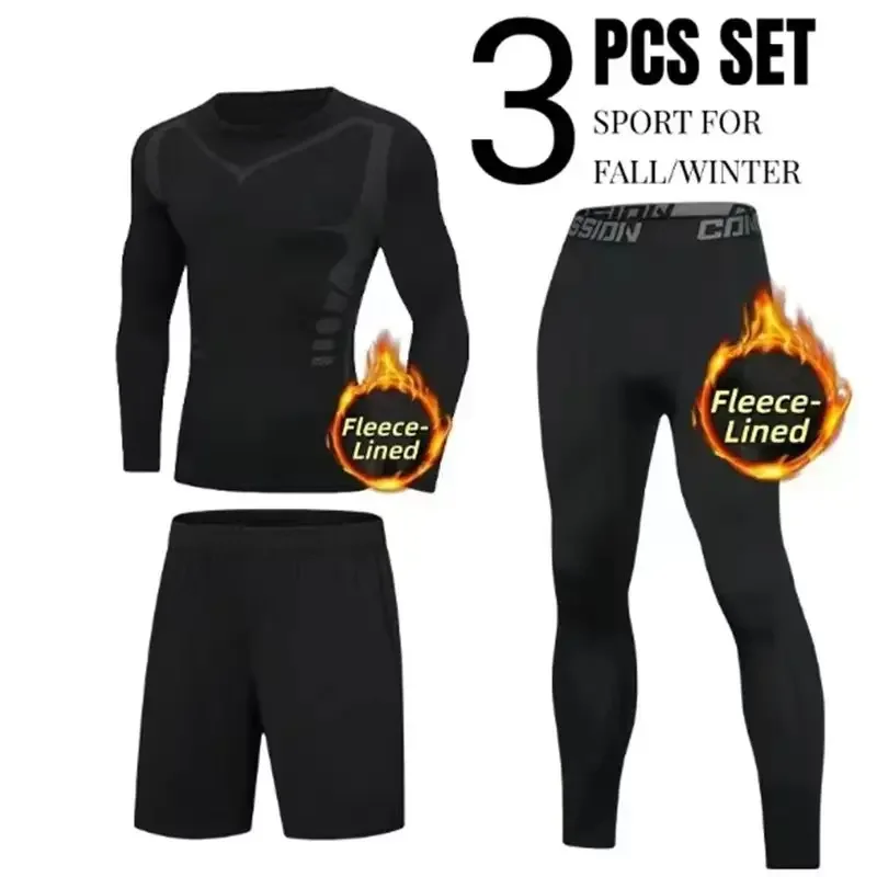 طقم ملابس داخلية حرارية دافئة بتصميم جديد لعام 2025، بطانة صوف سميكة، مناسبة للجري واللياقة البدنية في الخريف والشتاء #1
