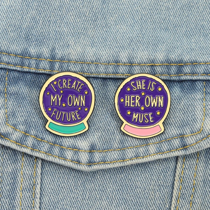 ماجيك كريستال الكرة المينا دبابيس أخلق بلدي المستقبل الخاص دبابيس التلبيب شارات إنها الخاصة موسى مجوهرات هدية للأطفال الأصدقاء