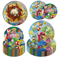 10pcs Super Mario Bros Birthday Party Disposable Tableware Set Anime Wedding Xmas BBQ Children Party Decoration Paper Plates