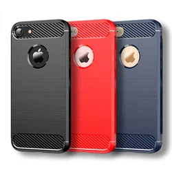 Carbon Fiber Shockproof Silicone Bumper Case for Apple iPhone 8, Cover For iPhone 7, 4.7 inch