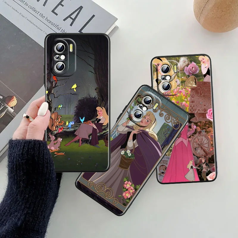 Sleeping Beauty Disney Fashion For Xiaomi Redmi 9A 9C 9AT 10C 9 9T 10 12C 13C A3 12 K60 A1 K50 K40 5G Black Soft Phone Case