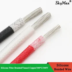 2/5/10m High Temperature Resistant Silicone Wire 300°C Copper Cable Fiberglass Braided Insulated Warm Floor Heat Element Line