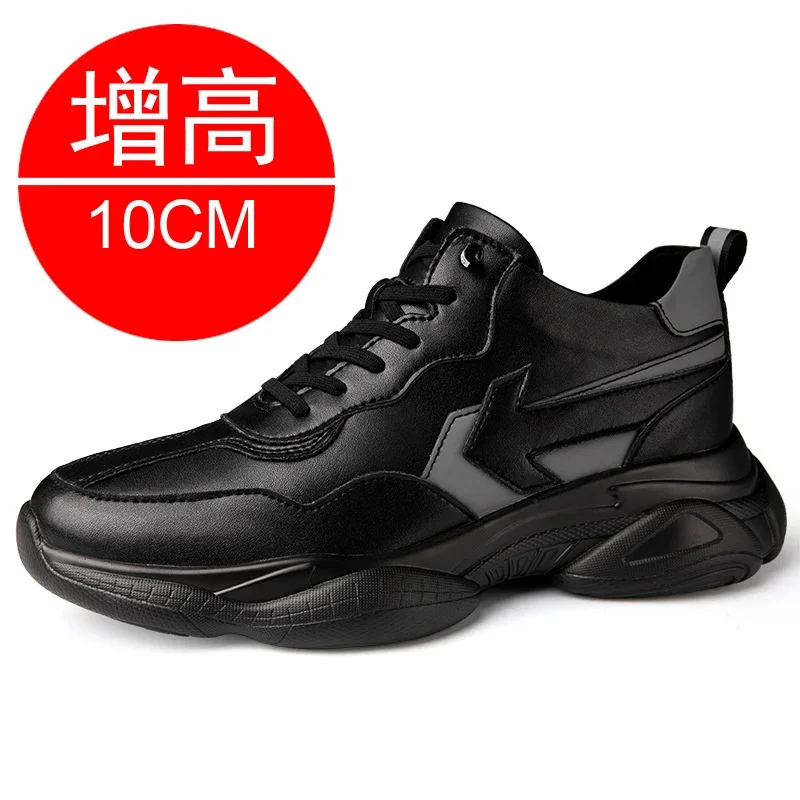 Elevator shoes for man height increase 8cm 2024 luxury brand sneaker genuine leather men\'s hidden heels taller casual shoe