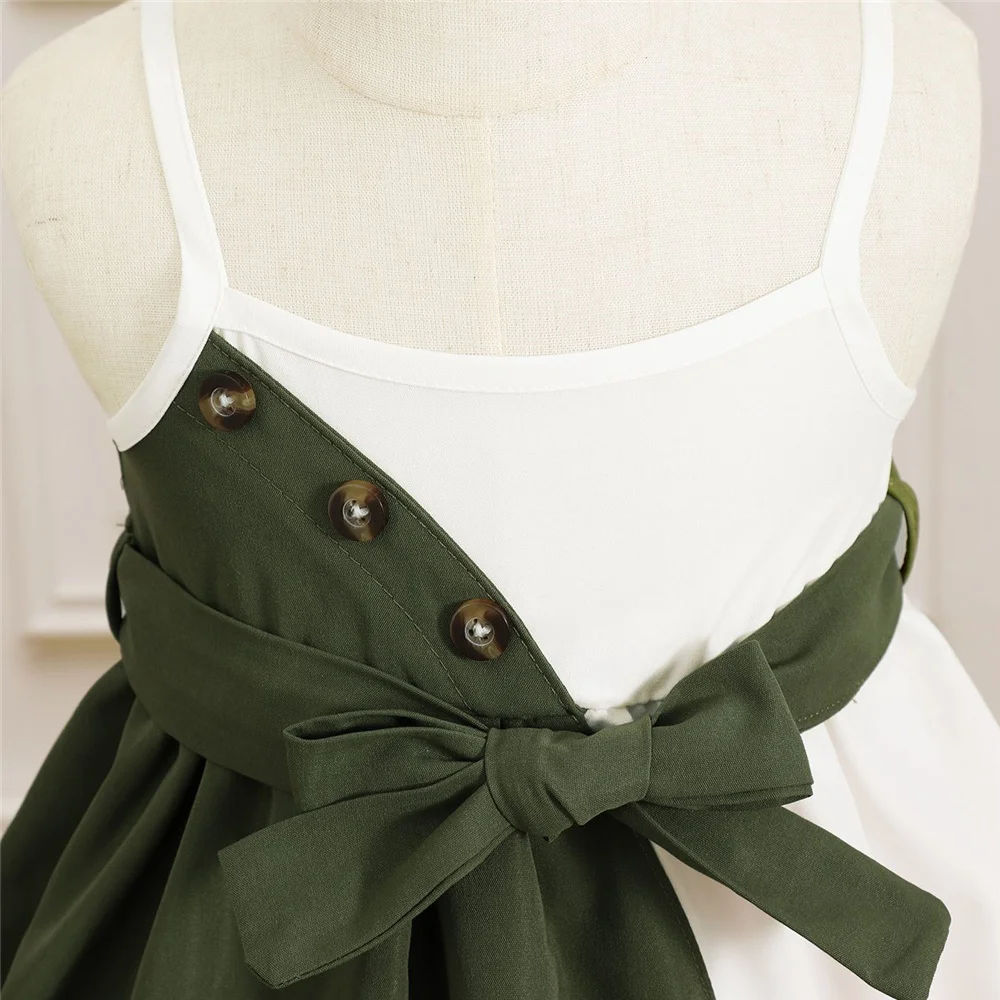 1-3Years Baby Girl Summer Daily  Dress Strap Color Matching Dress Korean Style Birthday Party Fashion Dresses for Toddler Girl