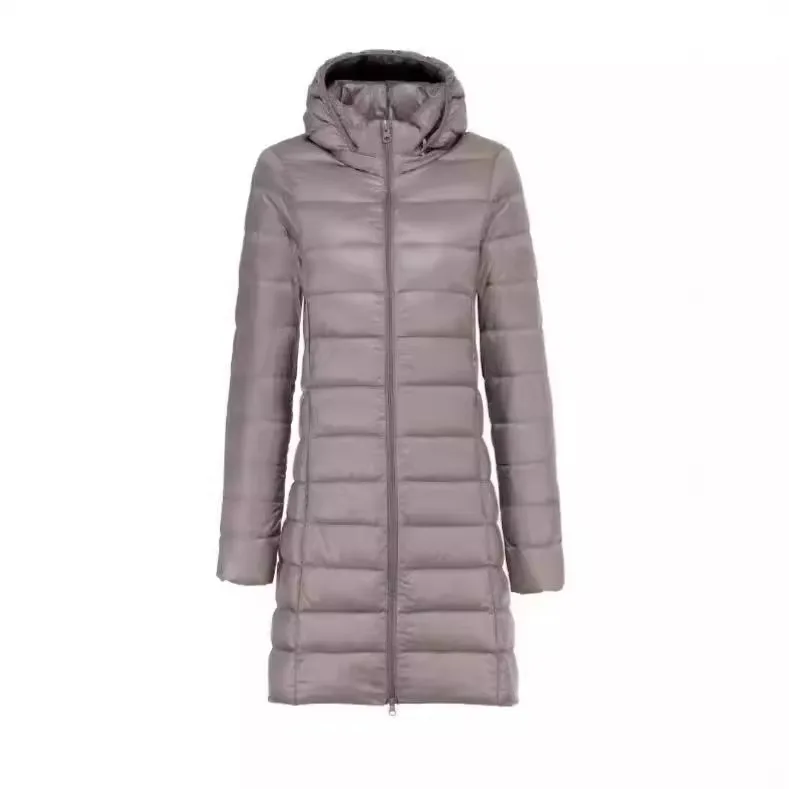 2024 autumn and winter new down jacket for women long design white duck down jacket with detachable cap hooded