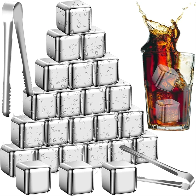 LMETJMA Edelstahl-Whisky-Steine, wiederverwendbare Whisky-Eiswürfel, Kühlsteine, wiederbefüllbare Metall-Whisky-Kühlsteine – Detail 3