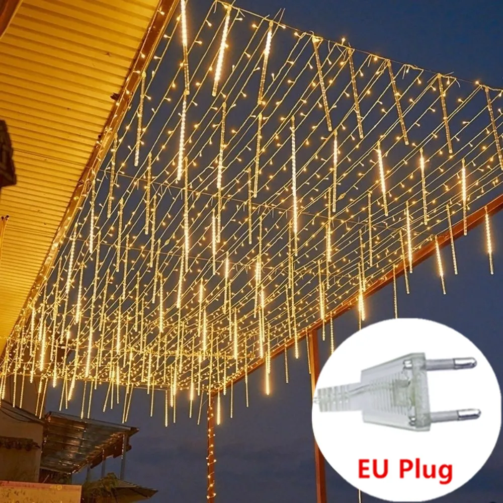 

Outdoor Tree Decor LED Meteor Shower Light Garden Decor 30/50cm 8 Tube EU Plug Fairy String For Holiday Christmas Decoration