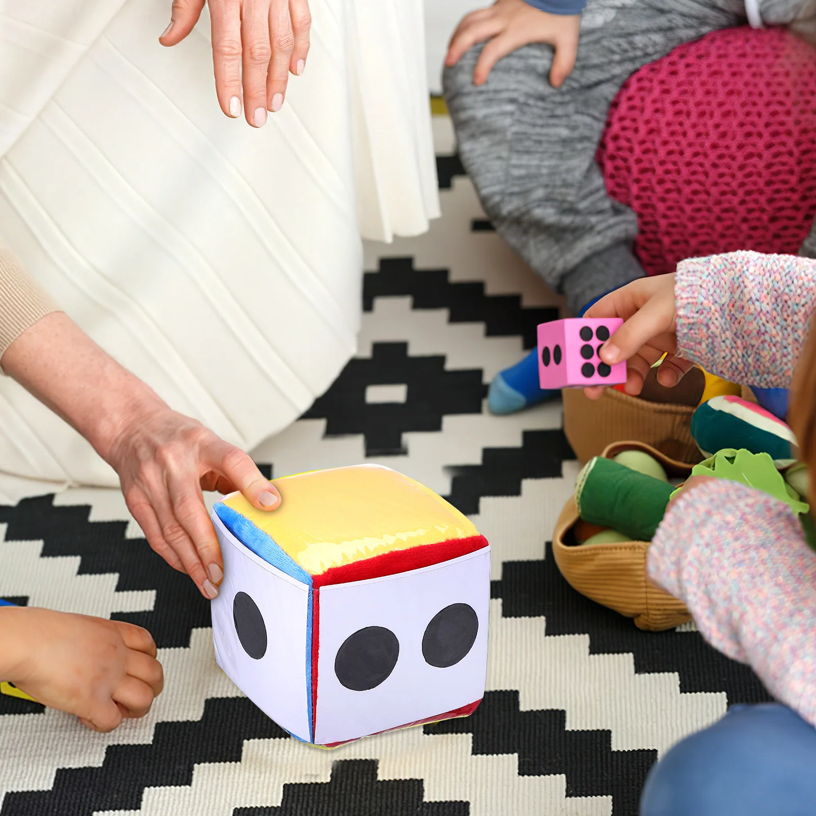 2 pçs bloco de brinquedo de pelúcia bolso para sala de aula exercício esportes educativos com bolsos cubos de filme plástico jogos de aprendizagem