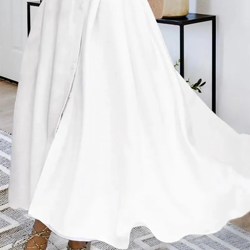 Abito lungo estivo da donna elegante Solido senza maniche Vestito estivo da vacanza Sexy scollo a V Boho Casual Abiti maxi allentati Abiti femminili