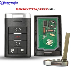 jingyuqin Entry Fob 315/433Mhz MSN5WY7777A For Cadillac SRX CTS CTS CTS Coupe ID46 Chip Remote Car Key